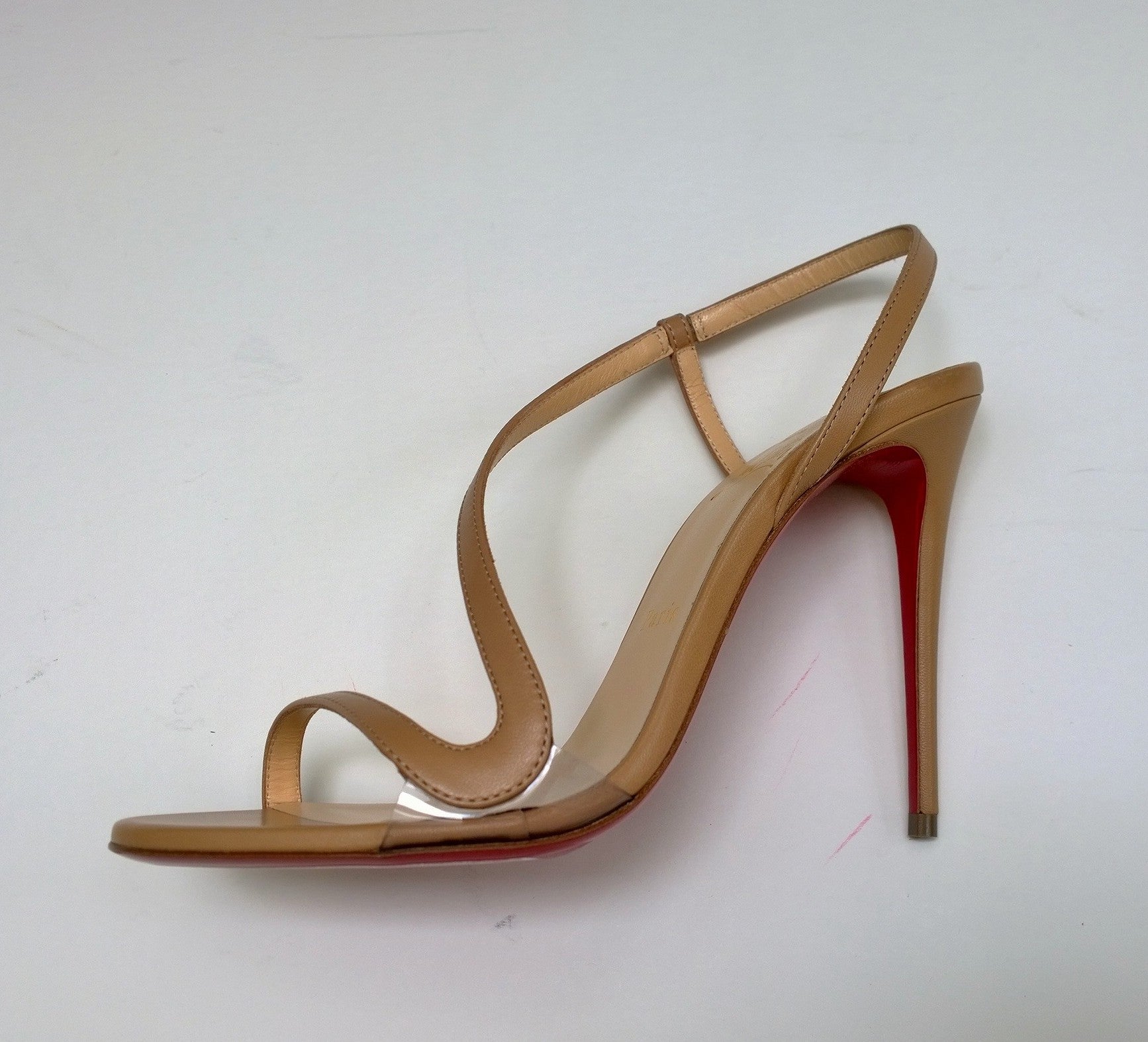 Christian Louboutin Rosalie 100mm Slingback Heels in Warm Beige Nude Leather - Elegant Women's Dress Sandals for Weddings, Parties & Evening Events
