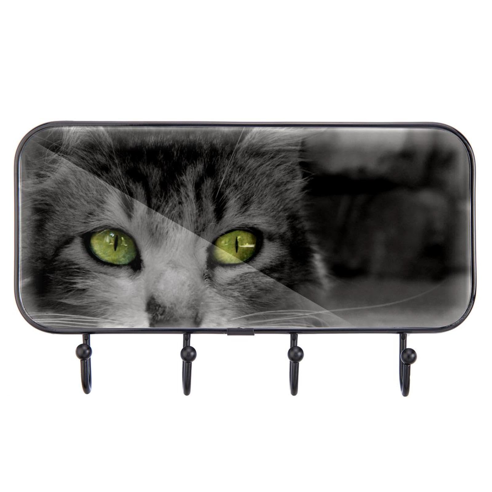 GIAPB Adhesive Wall Hooks for Hanging - Strong Black Kitten Design Hooks for Home Organization, Bathroom, Kitchen & Bedroom Decor