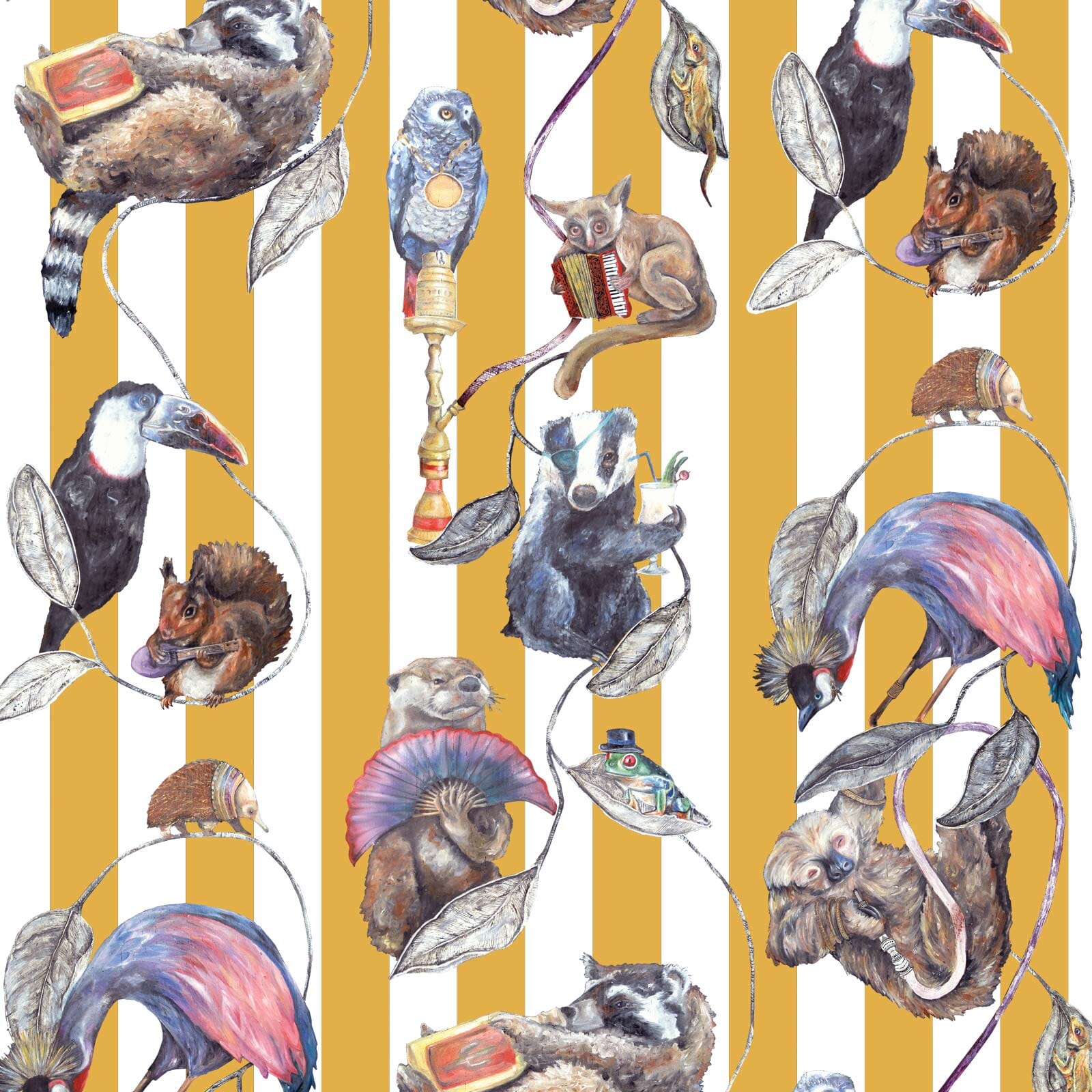 HACKNEY EMPIRE Wallpaper Ochre Stripe Sample - Peel and Stick Removable Wallpaper for Bedroom, Living Room & Home Decor