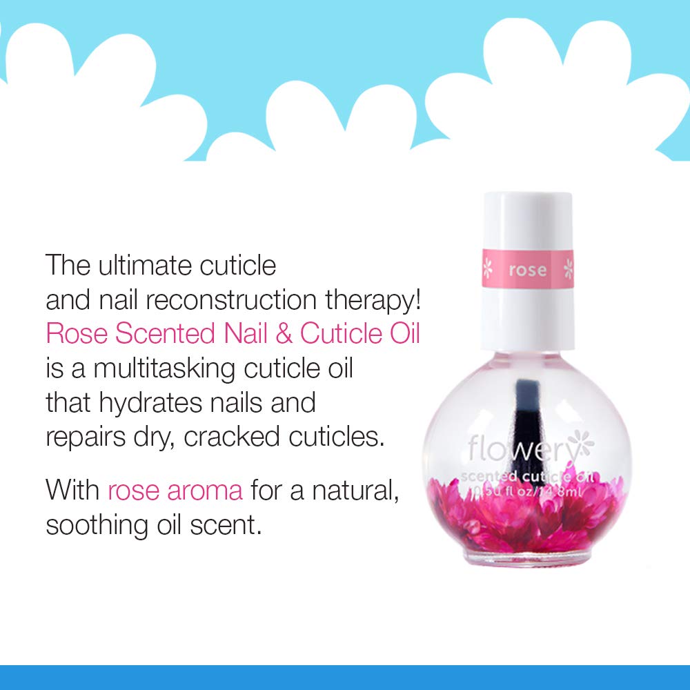Premium Flowery Rose Scented Cuticle Oil - 0.5 oz Nail Care Treatment for Soft Cuticles & Healthy Nails - Perfect for Manicures, Pedicures & At-Home Nail Care