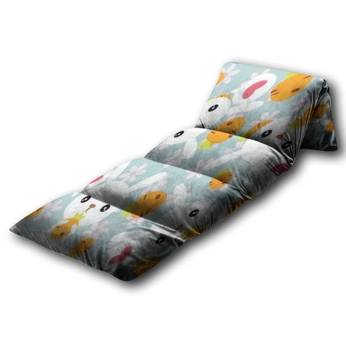 Soft Kids Floor Pillow with Rabbit & Carrot Design - Green Seamless Pattern Reading Pillow, Play Mat for Slumber Parties & Game Nights - King Size Floor Lounger for Children's Bedroom, Playroom & Nursery