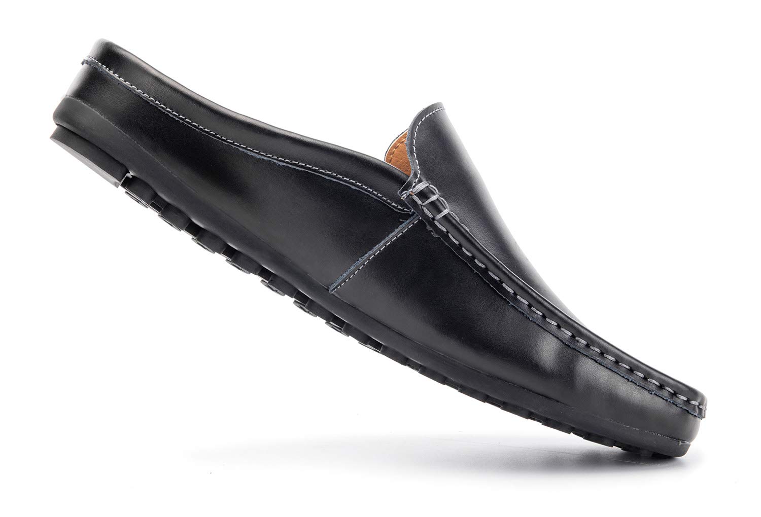 Men's Classic Leather Slippers - Comfortable Backless Loafers for Office, Casual & Home Use | Indoor/Outdoor House Shoes for Relaxing & Lounging