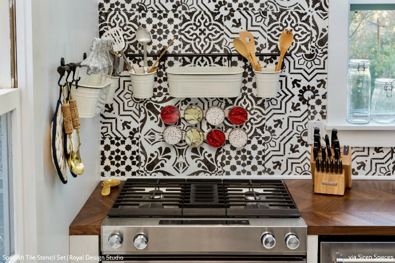 Spanish Tile Stencil Set for DIY Home Decor - Reusable Painting Templates for Walls, Floors & Furniture - Perfect for Mediterranean, Moroccan & Spanish Style Designs