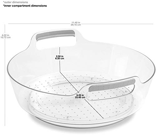 madesmart Deep Portable Turntable - Light Grey | Fridge Organizer | Non-Slip Base | BPA-Free | Easy to Clean & Spin | Perfect for Kitchen, Pantry, or Bathroom Storage
