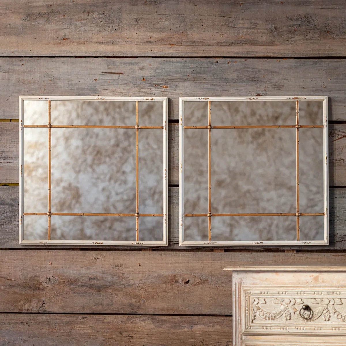 Gridded Square Mirror Set - Modern Wall Decor for Bathroom, Bedroom & Living Room - Perfect for Home Styling & Interior Design