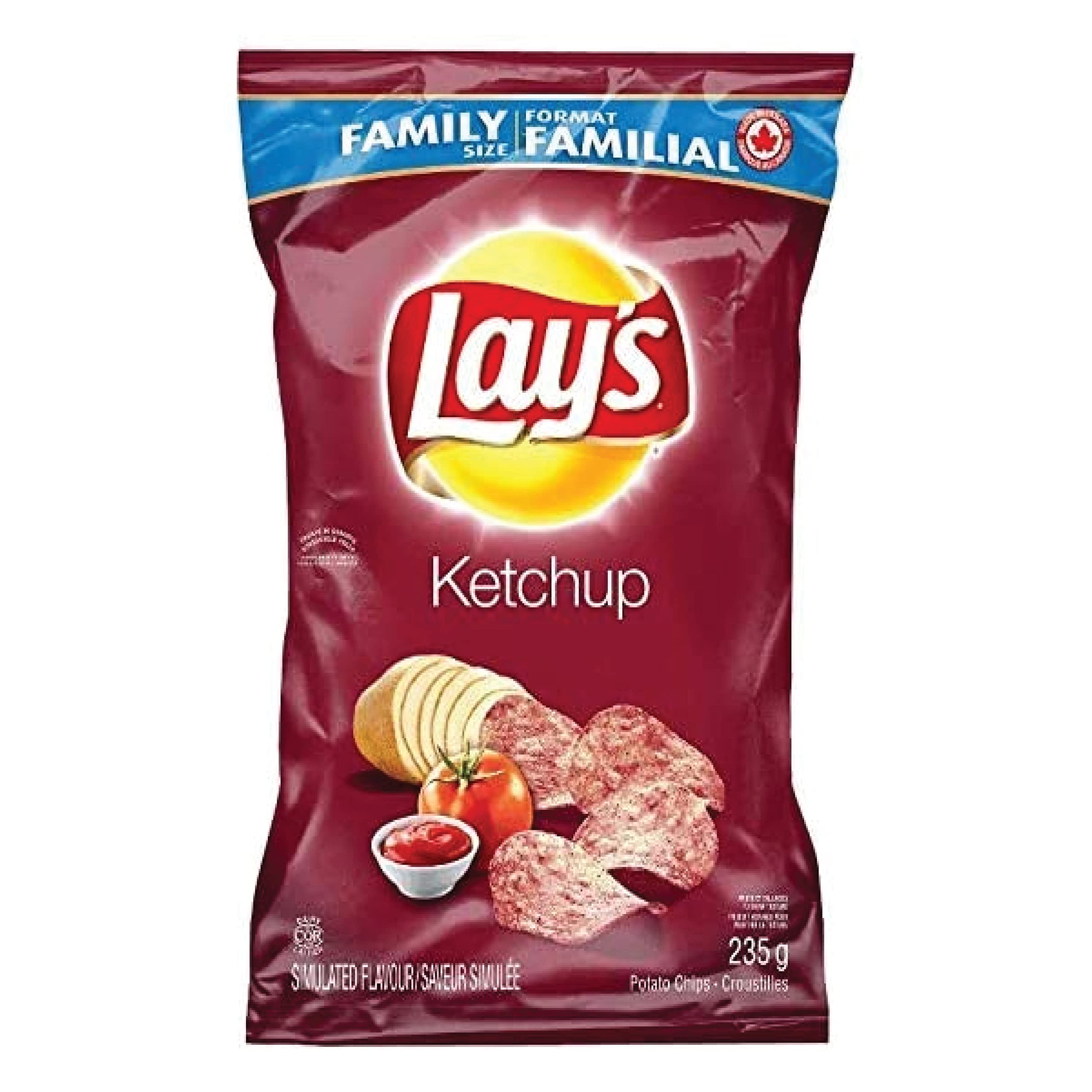 AZPantry Canadian Lays Ketchup Chips - Crush Proof Box (2-Pack) | Family Size Imported Snacks from Canada | Perfect for Parties, Road Trips & Movie Nights