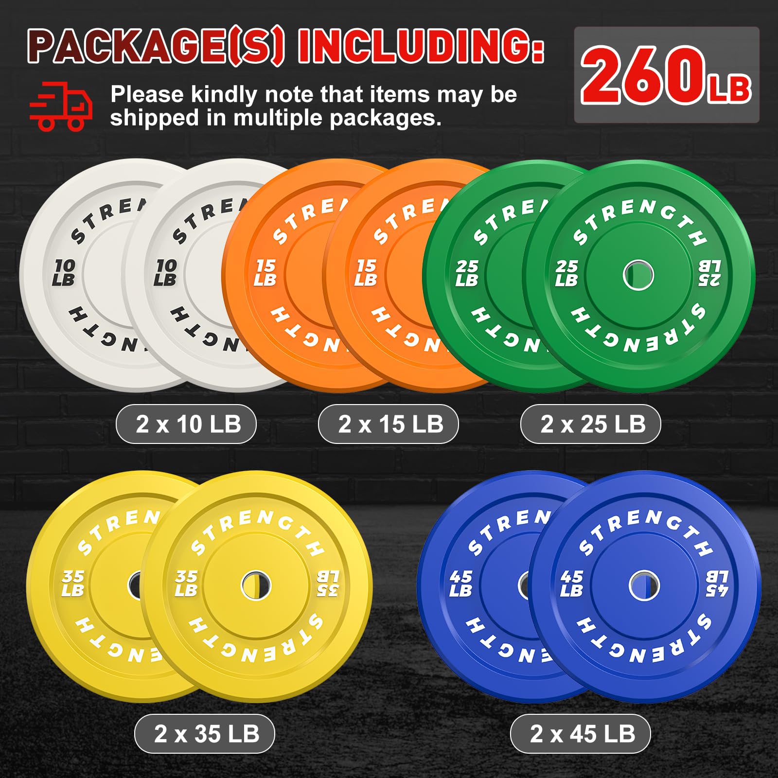 Premium Color-Coded Rubber Bumper Plates Set - 2 Inch Olympic Weight Plates for Home Gym, CrossFit & Strength Training - Perfect for Deadlifts, Squats & Functional Fitness Workouts