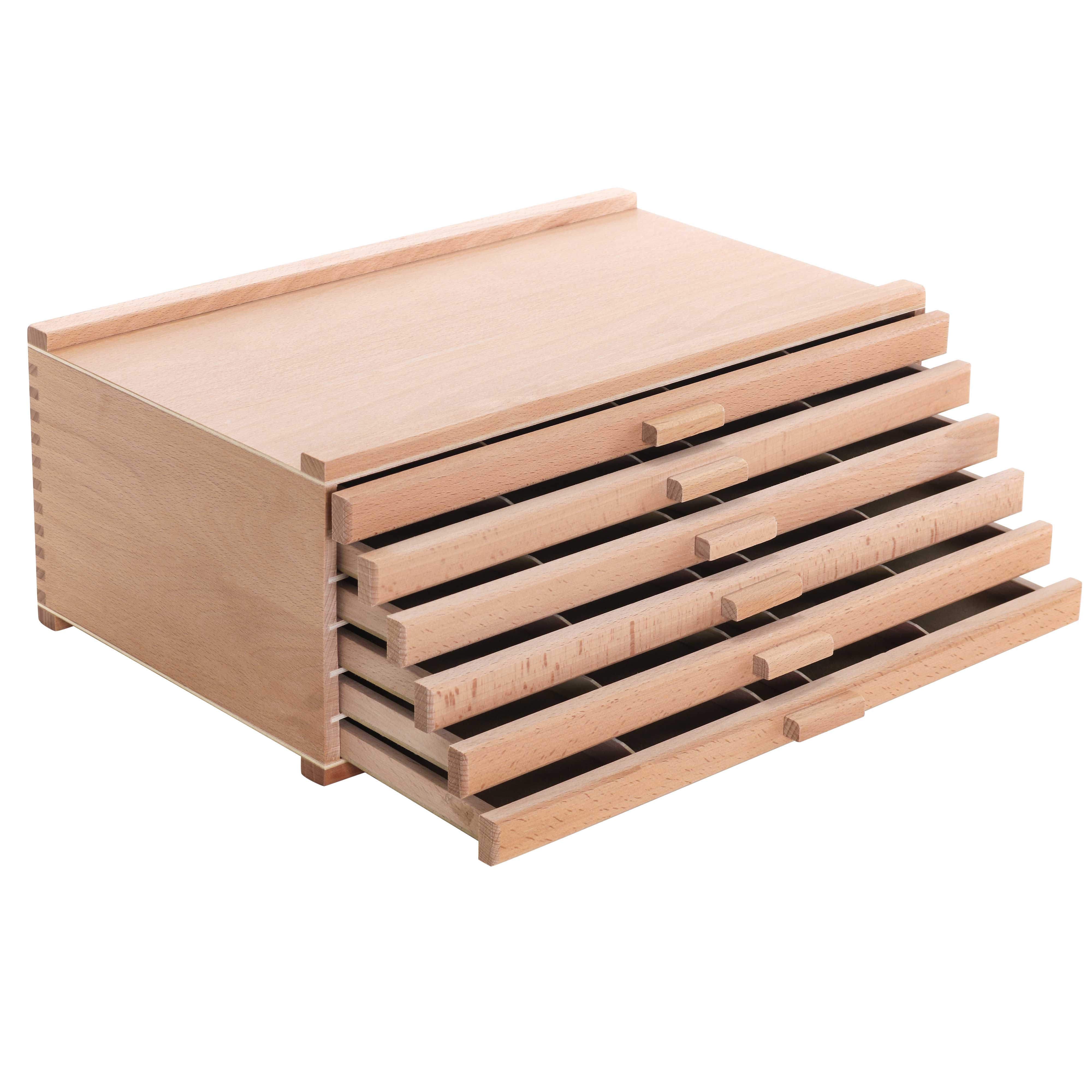 6-Drawer Artist Wood Storage Box for Pastels, Pens, Markers & Art Supplies - Elm Hardwood Construction with 5 Compartments per Drawer - Perfect for Drawing, Sketching & Blending Tools Organization
