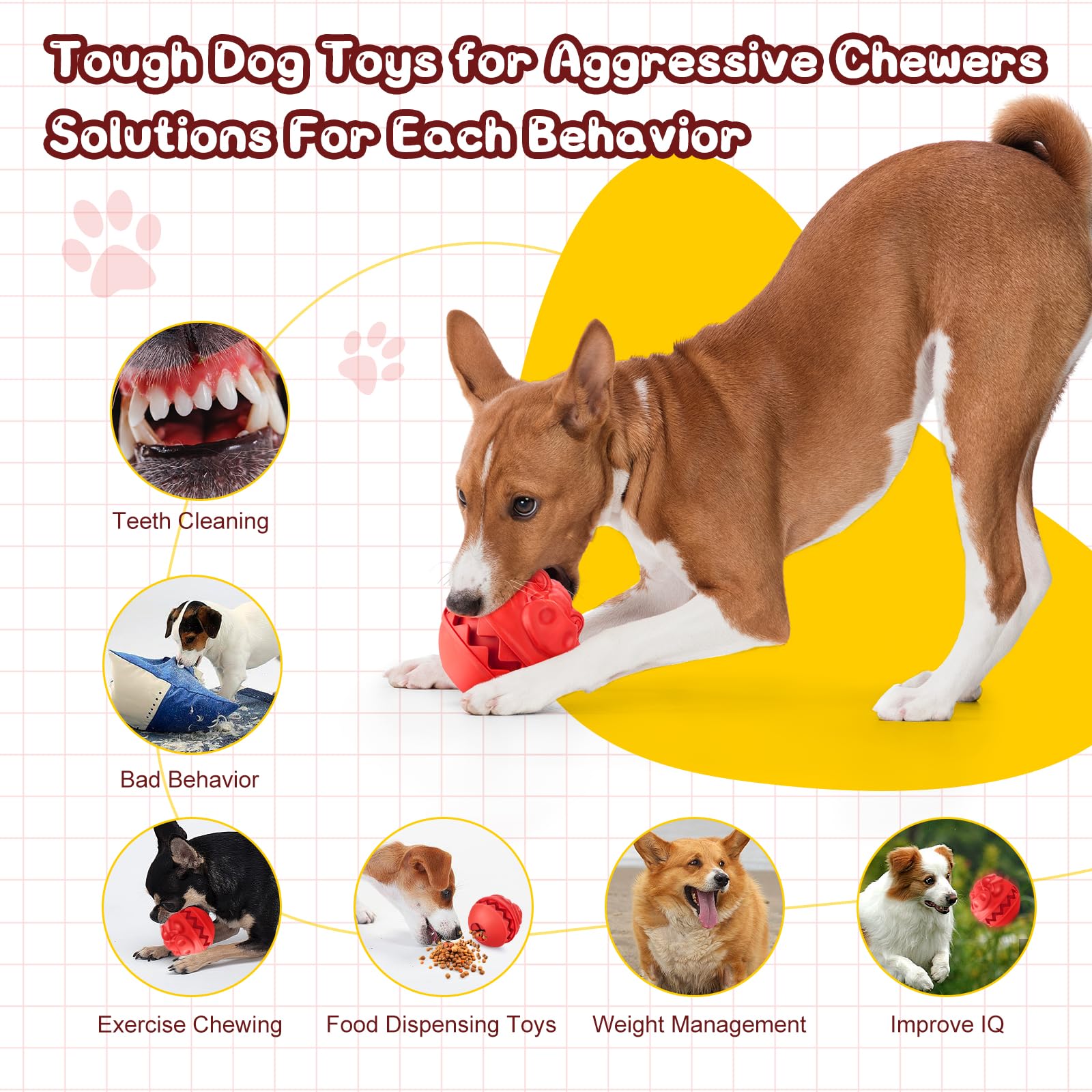 Ultra Durable Dog Chew Toys for Aggressive Chewers - Heavy Duty Chew Proof Toys for Large Breed Dogs - Tough Treat Dispensing Toys to Relieve Boredom | Perfect for Playtime, Training & Mental Stimulation