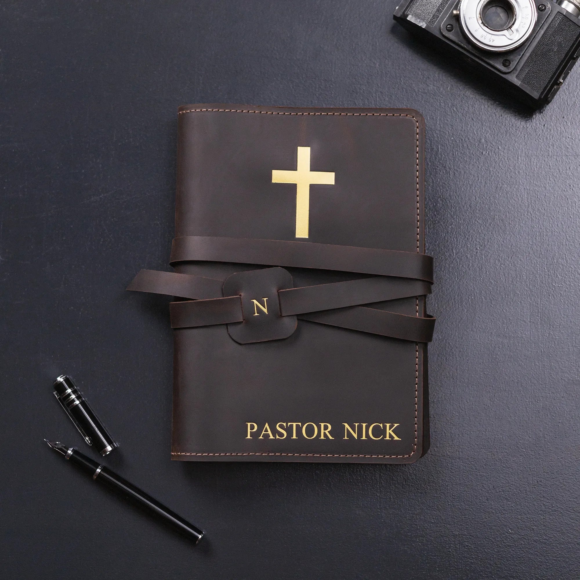 Personalized Leather Prayer Journal for Women & Men - Custom Engraved Christian Devotional Notebook - Perfect for Bible Study, Church, and Daily Reflection