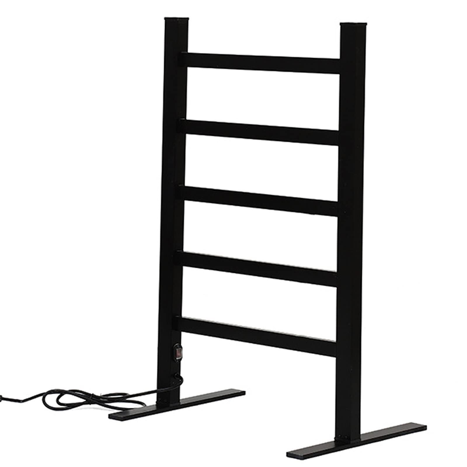 Black Electric Freestanding Towel Warmer - 5 Heated Bars, 120W Silent Constant Temperature Aluminum Towel Rack (31.5x19.7x4.3 inches) - Perfect for Bathrooms, Spas & Luxury Home Heating