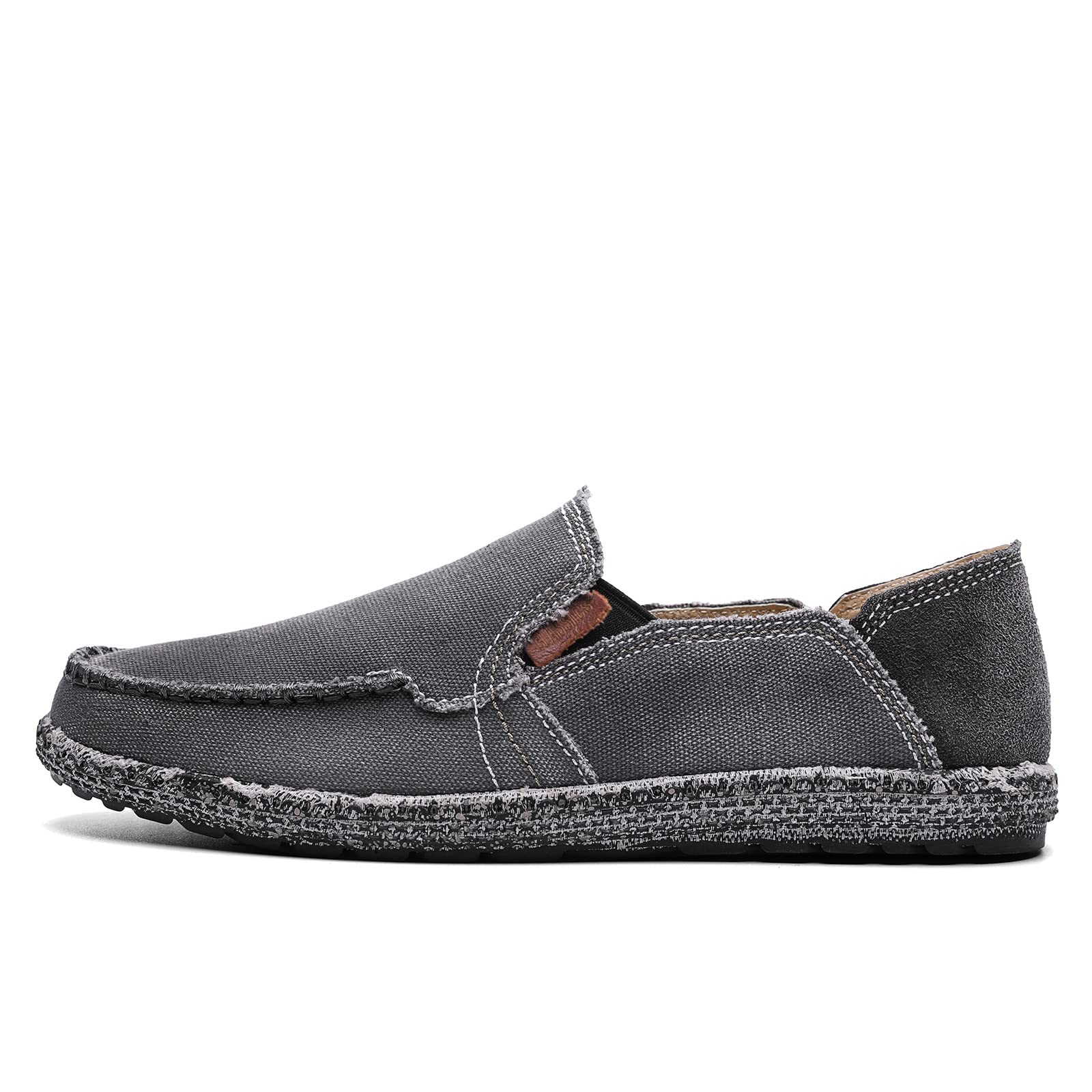 JAMONWU Men's Slip-On Canvas Loafers - Breathable Casual Boat Shoes for Men - Vintage Style Deck Shoes - Perfect for Summer, Beach, Travel & Everyday Wear