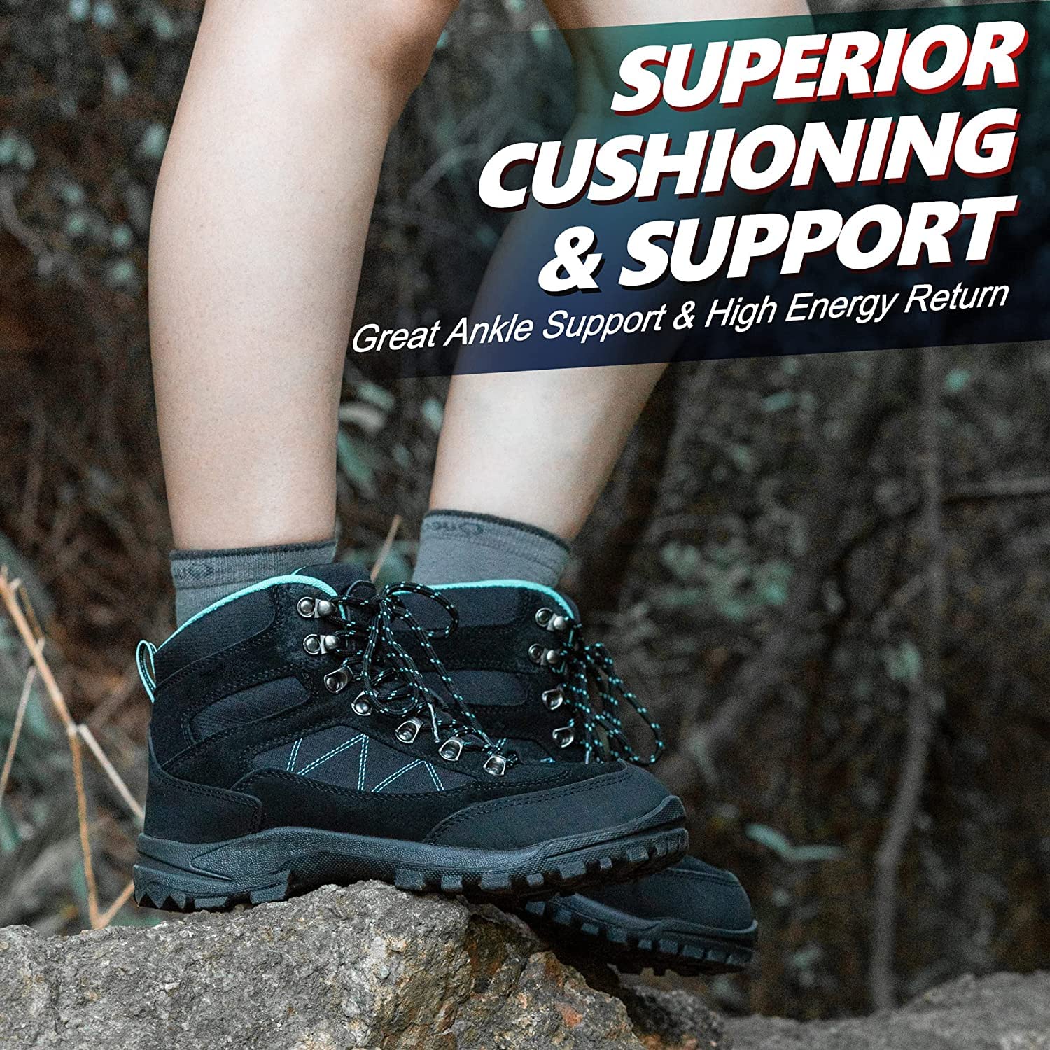 **R CORD Women's Waterproof Hiking Boots with Ankle Support – Breathable, Non-Slip & Durable for Backpacking, Trekking & Outdoor Adventures**