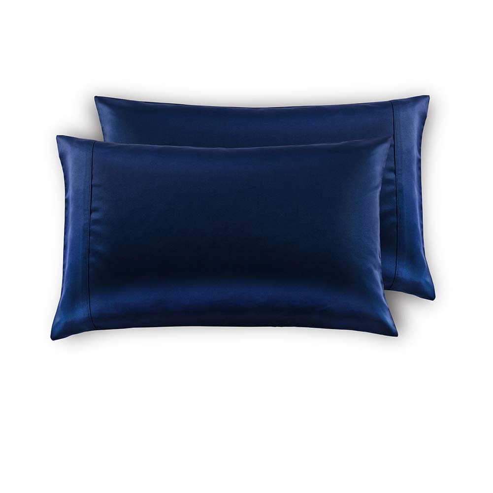 MEILA Silky Satin Pillowcase for Hair and Skin Care - Ultra Soft Washed Silk Pillow Cases King Size Set of 2 (Navy Blue) - Perfect for Reducing Hair Frizz & Preventing Sleep Wrinkles