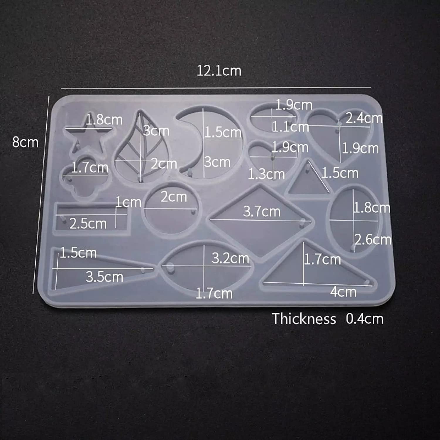 Creative Multishape Earring Keychain Pendant Silicone Jewelry Mold for Resin Epoxy Casting - DIY Crafting Tool (15PC Set, 15.5x16.5cm) - Perfect for Handmade Jewelry, Gifts & Resin Art Projects
