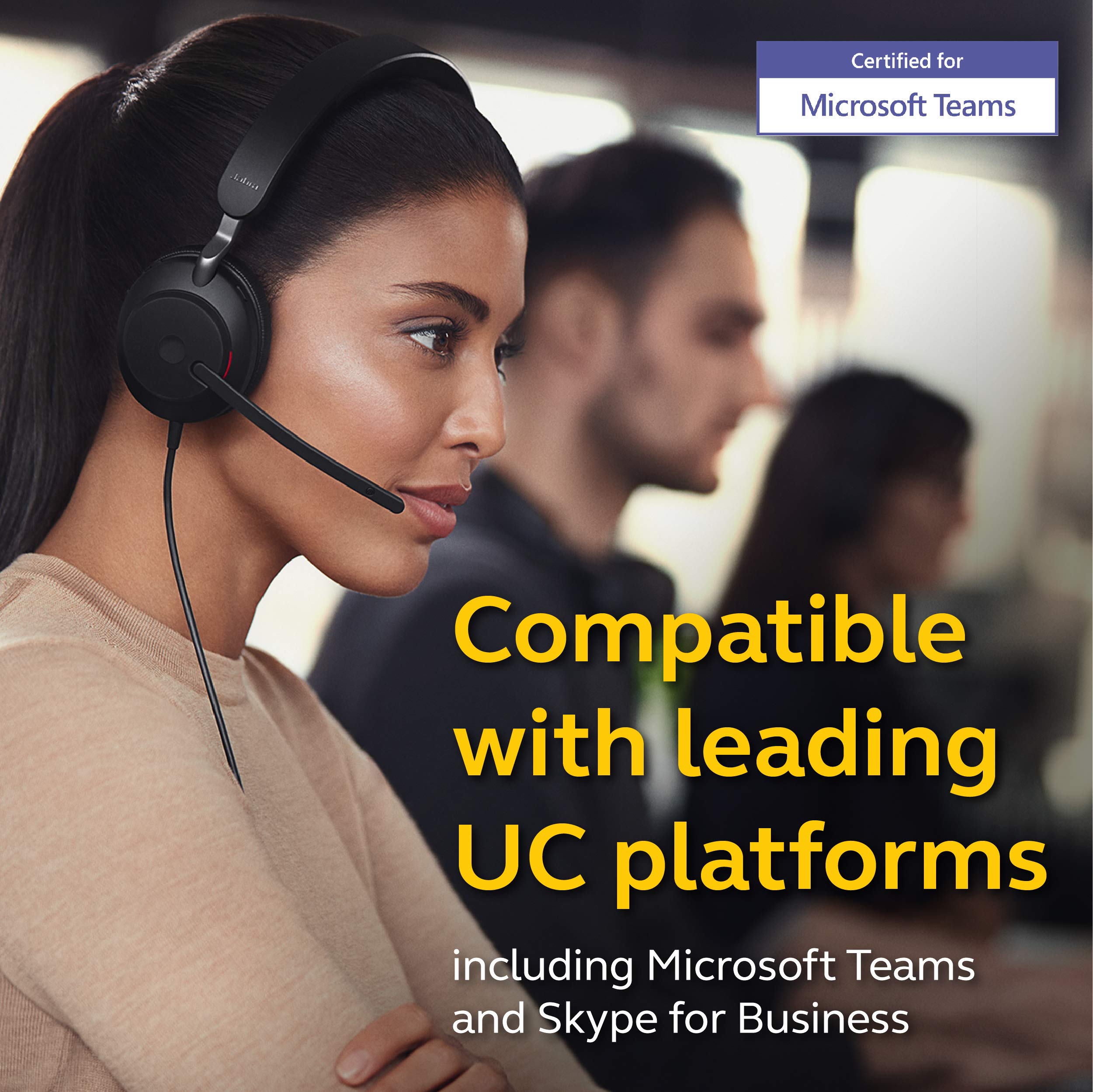 Jabra Evolve2 40 MS Wired Headphones with USB-A - Mono Black Office Headset for Telework, Calls & Music | All-Day Comfort & Passive Noise Cancelling | MS-Optimized USB Connection | Perfect for Remote Work, Video Conferencing & Online Learning