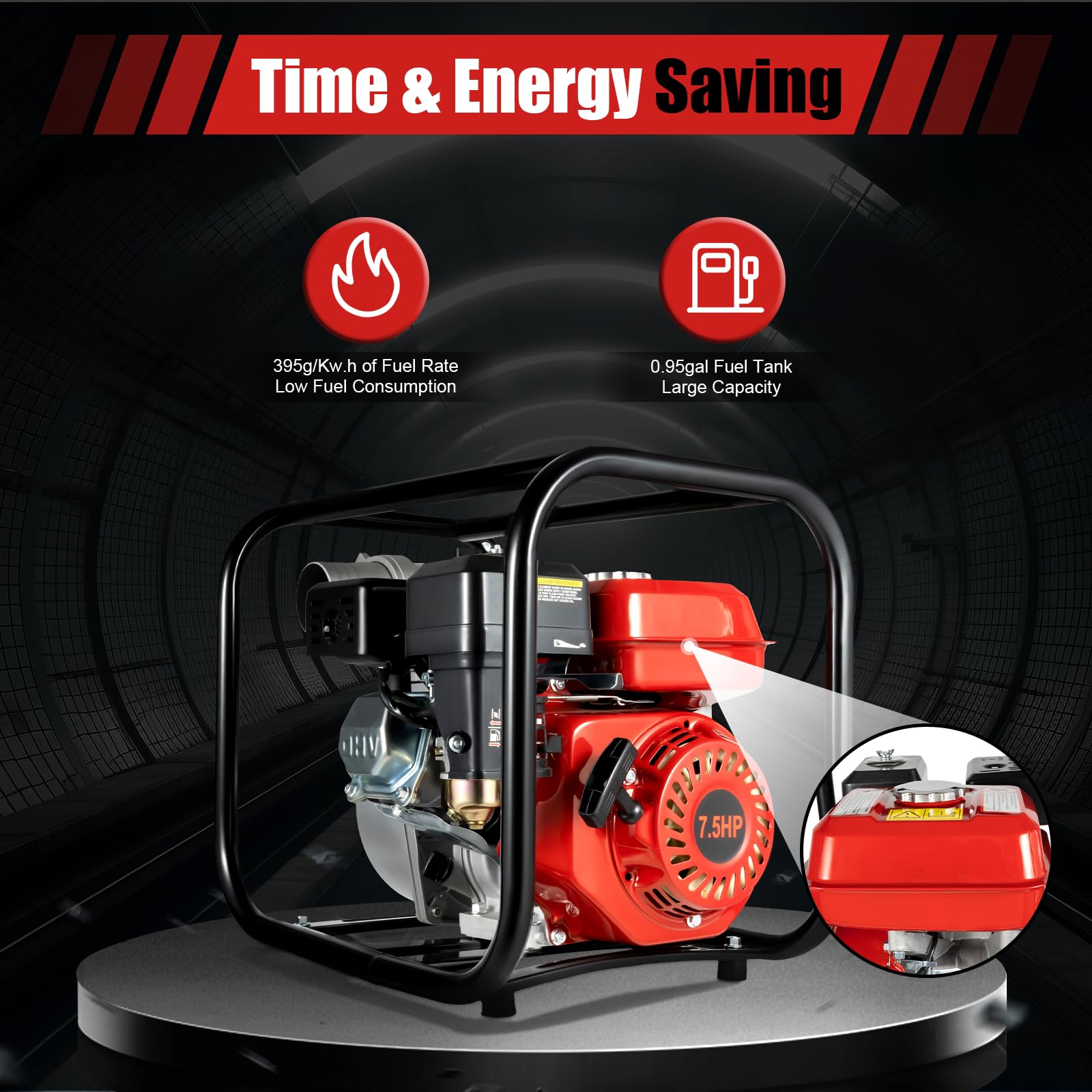 **DNYSYSJ 7.5 HP 210CC Gas Powered Water Pump – 3 Inch Portable Semi-Trash Pump for Irrigation, Pool, Landscaping & Gardening – Heavy Duty Commercial Grade Engine (Red) – Ideal for Farm, Construction & Emergency Water Transfer**