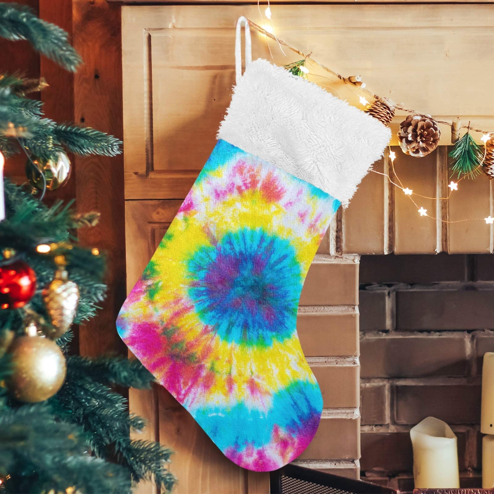 Qilmy 18 Inch Tie Dye Christmas Stockings - Personalized Large Xmas Stockings with Snowflake Pattern for Holiday Decorations, Family Parties & Festive Gifts | Perfect for Fireplace Mantel Decor, Christmas Tree Hanging & Cozy Home Decor