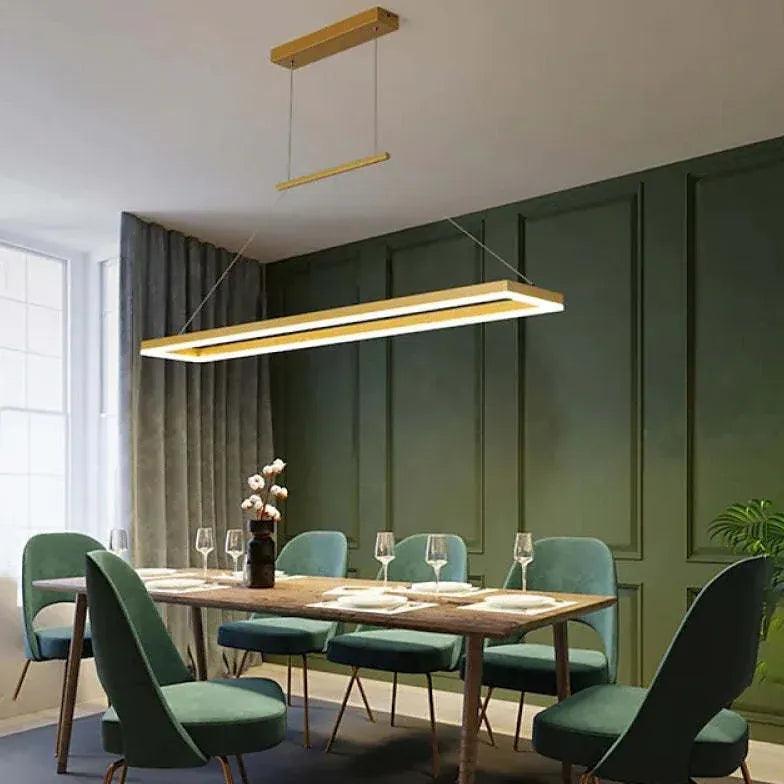Modern Rectangular Coffee Metal LED Pendant Light - Industrial Chic Hanging Fixture for Kitchen Island, Dining Room & Office Lighting
