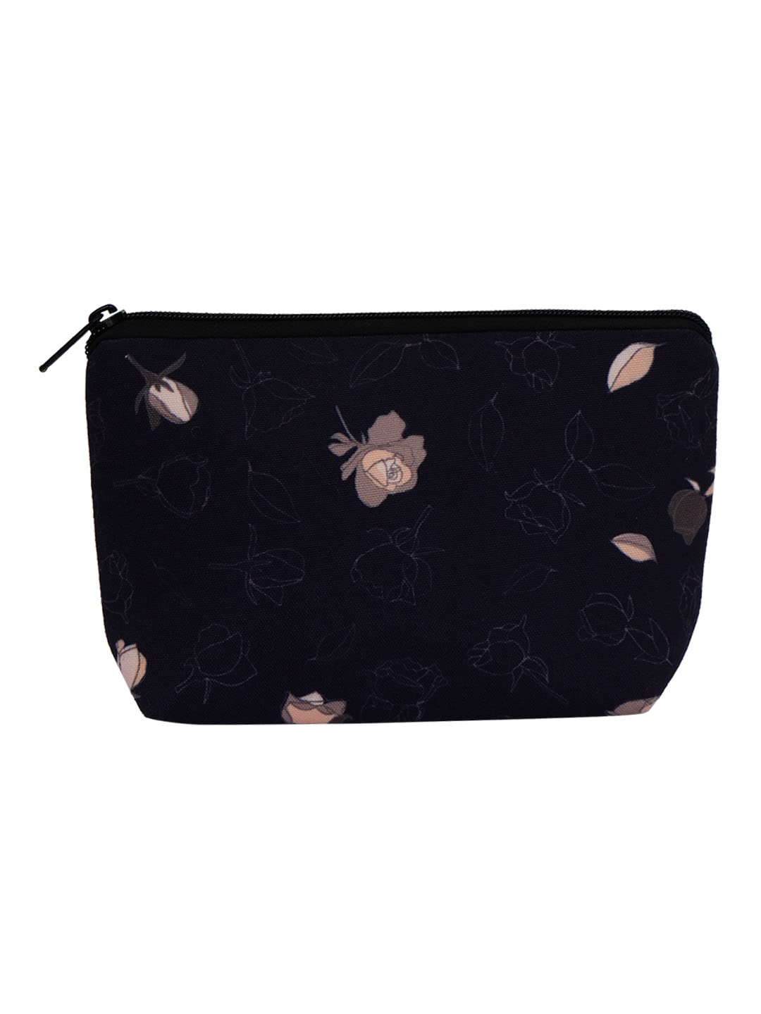 Crazyify Floral Print Makeup Bag for Women | Waterproof Canvas Cosmetic Pouch with Zipper | Travel Toiletry Organizer | Perfect for Travel, Gym & Daily Essentials Storage