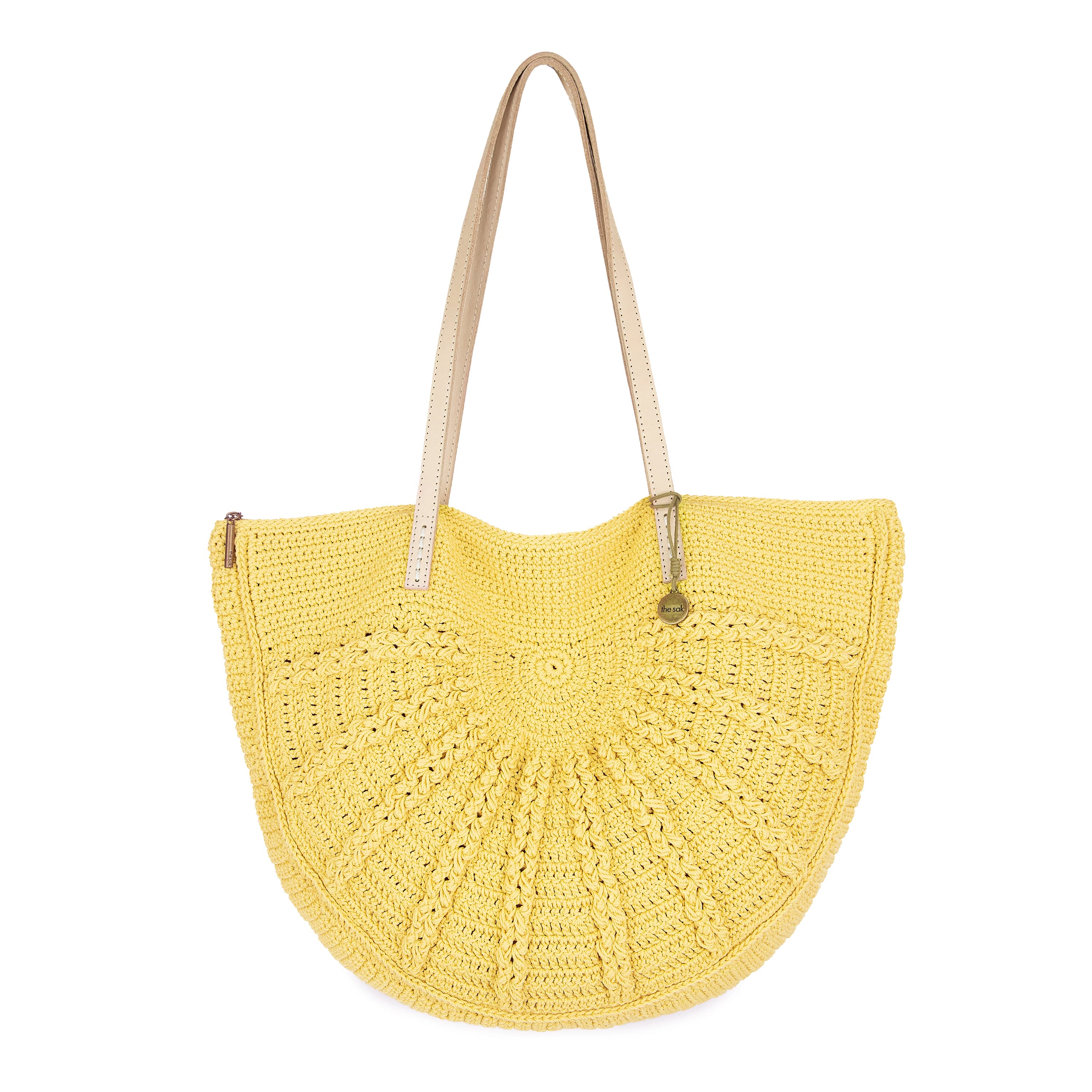 Faye Large Tote Bag - Hand Crochet Woven Shoulder Bag in Chartreuse Sunbeam Color - Perfect for Beach, Shopping & Everyday Use