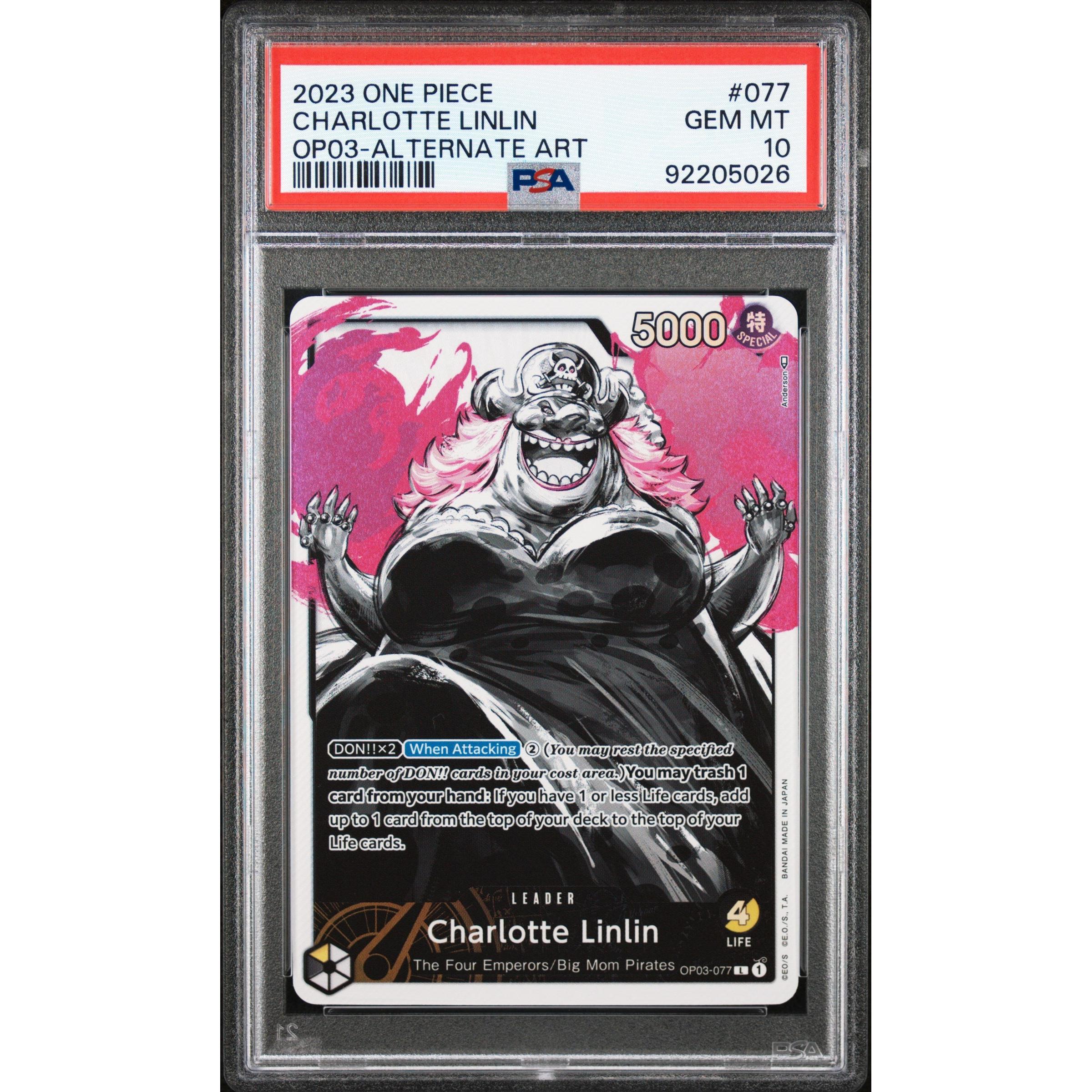 2023 ONE PIECE PILLARS OF STRENGTH Charlotte Linlin Leader Alt OP03-077 PSA 10 Graded Trading Card - Perfect for Anime Collectors & Battle Card Game Players