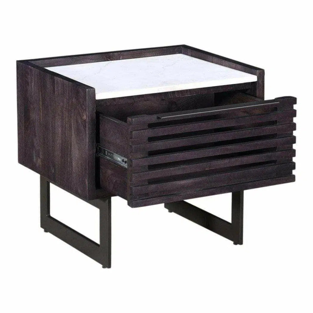 22 Inch Nightstand Dark Grey Contemporary - Modern Bedside Table with Storage for Bedroom, Living Room, or Office