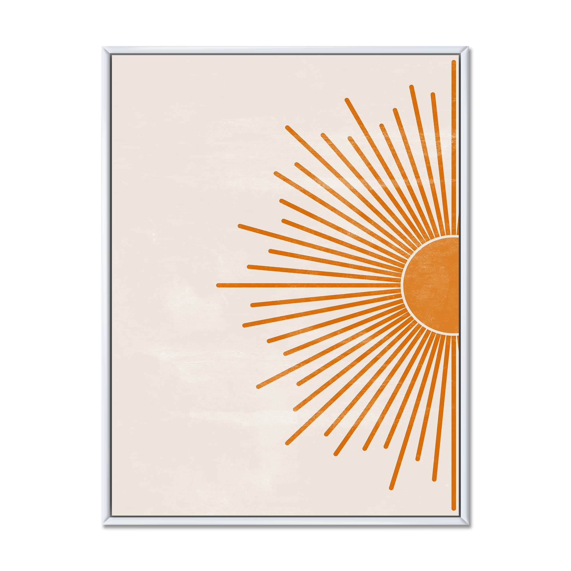 DesignQ Orange Sun Print I - Modern Framed Canvas Wall Art for Living Room, Bedroom & Office Decor | Vibrant Abstract Painting for Home & Commercial Spaces