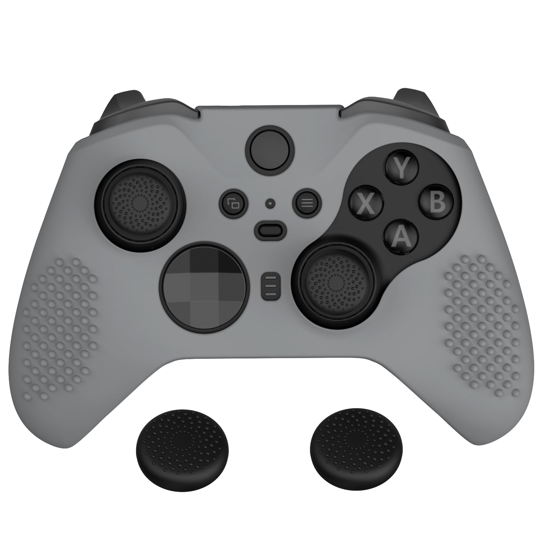 eXtremeRate PlayVital Anti-Slip Silicone Cover for Xbox One Elite Series 2 Controller (Model 1797 & Core) - Soft Gray Protective Skin with Thumb Grips & Analog Caps | Enhanced Grip for Gaming, Streaming & Esports | XBOWP0060GC