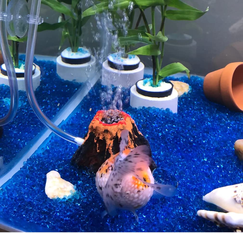 Toukeroum Fish Tank Volcano Decor with Air Bubble Stone - Underwater Aquarium Ornament for Oxygenation | Perfect for Tropical Fish Tanks, Betta Bowls & Aquatic Decorations