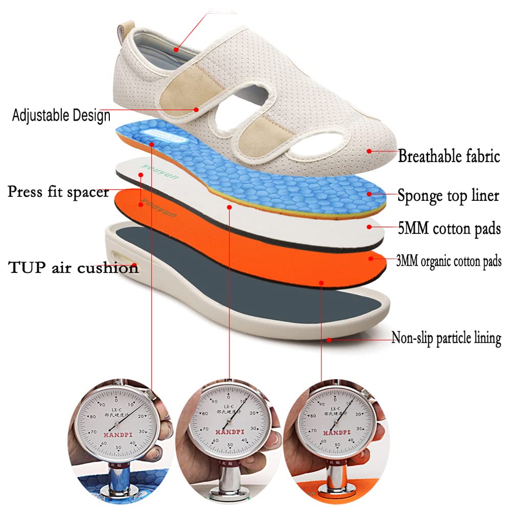 JBTNBX Women's Diabetic Walking Shoes - Extra Wide Width Adjustable Sneakers for Swollen Feet & Edema Relief - Comfortable Footwear for Elderly & Diabetics (Ideal for Daily Walking, Nursing Work & Pain Relief)