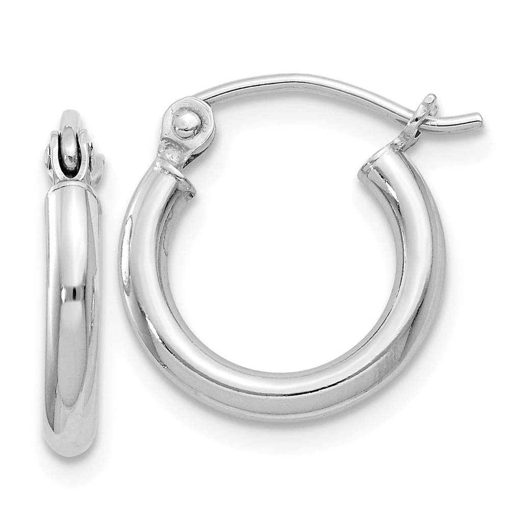 Sterling Silver Rhodium-Plated 2mm Hoop Earrings for Women - Classic Small Circle Stud Earrings QE4375 | Perfect for Everyday Wear, Office, Date Night & Gift Giving