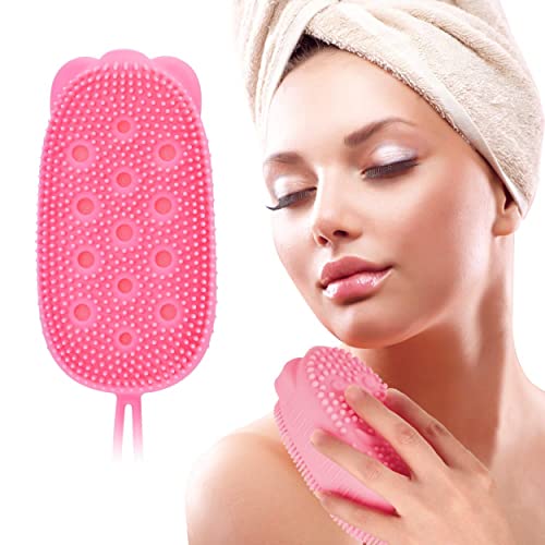 SIYA ENTERPRISE Silicone Loofah Bath Brush - Quick Foaming Body Scrubber with Soft Massage Bristles for Exfoliating & Cleansing - Perfect for Shower, Bathroom & Spa Relaxation (Pink/Blue)