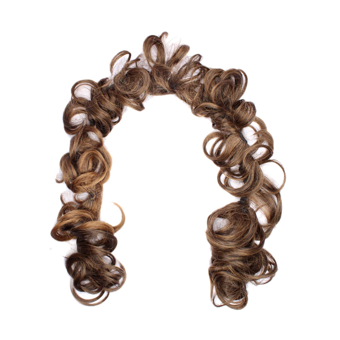 Kabello Long Hair Frill Extension for Juda Bun & Ponytail - Instant Brown Highlighted Clip-in Hairpiece for Quick Styling | Perfect for Weddings, Parties & Daily Hairstyles