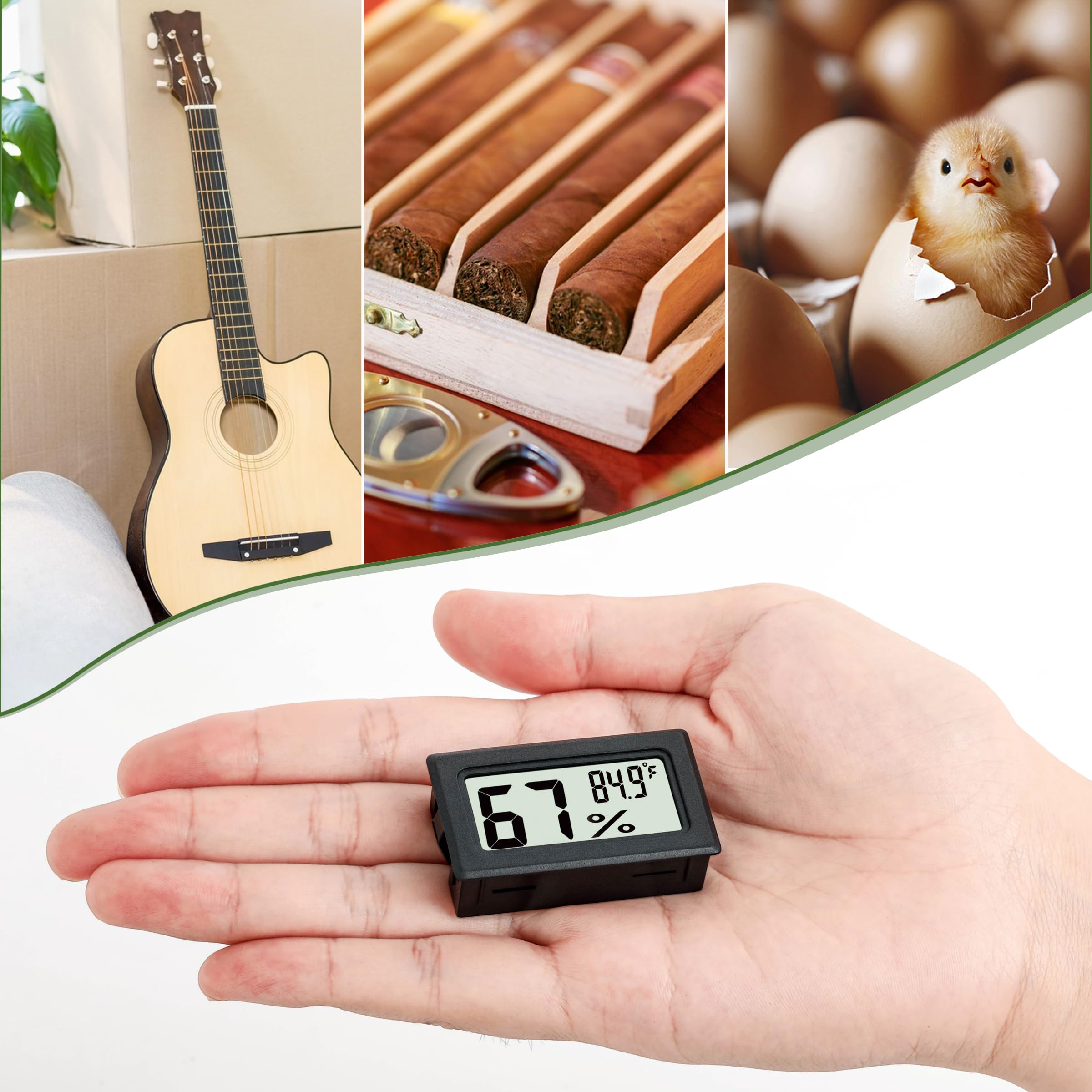 3 Pack Digital Hygrometer Thermometer - Indoor Humidity & Temperature Monitor with Fahrenheit (℉) for Home, Office, Humidor, Refrigerator, Greenhouse, Garden, Cellar & Closet - Perfect for Climate Control in Baby Rooms, Wine Cellars and Plant Care