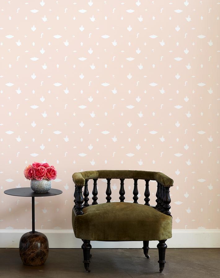 Large Milagros Wallpaper by Clare V. in Blush - Perfect for Boho Chic Home Decor & Accent Walls