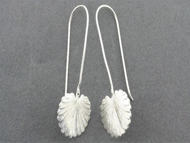 Long Drop Fan Palm Earrings - Sterling Silver Dangle Earrings for Women - Perfect for Boho, Beach, and Summer Outfits