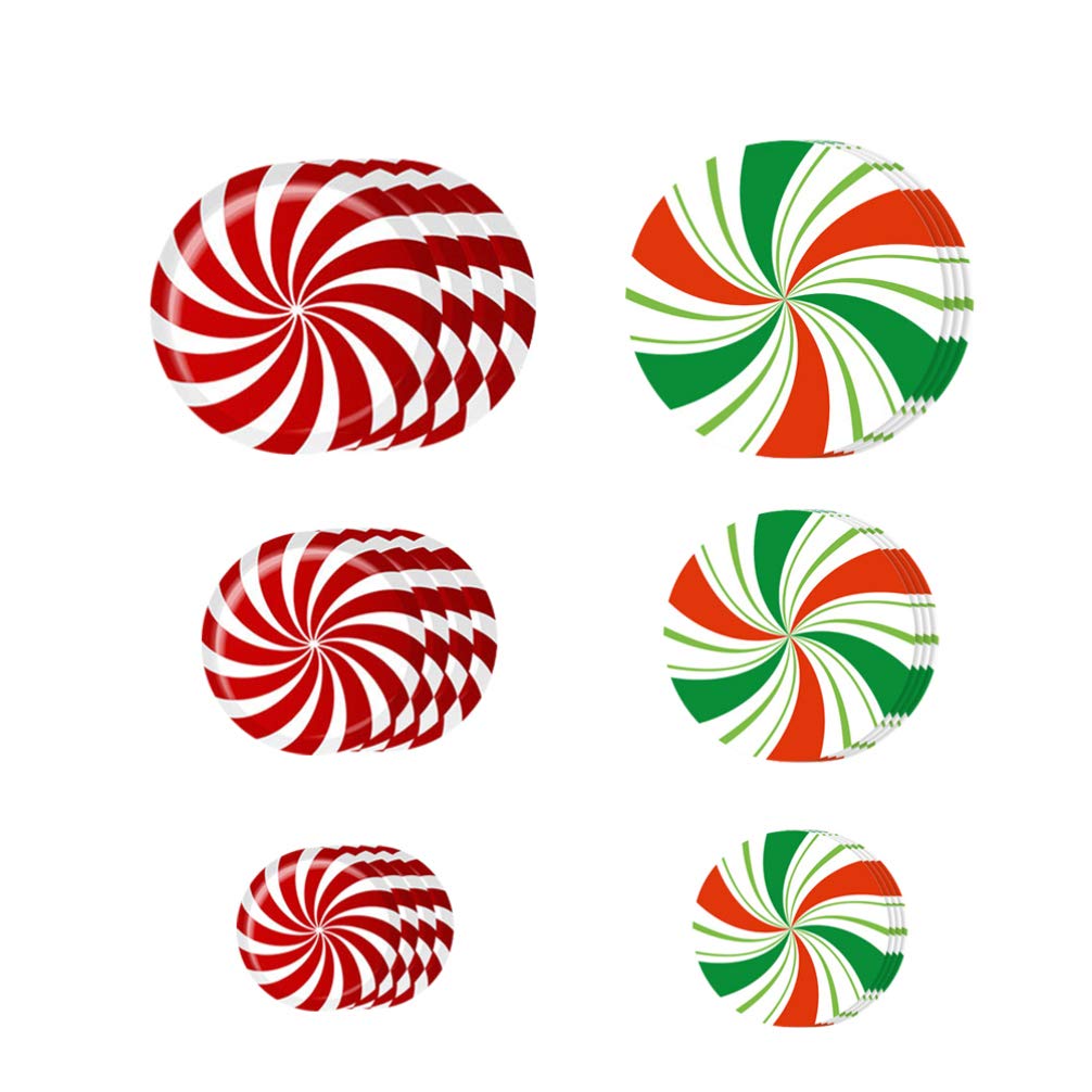 STOBOK 24pcs Peppermint Floor Decals - Christmas Round Candy Stickers for Party, Wall & Window Decor - Removable Holiday Decoration for Home, Office & Classroom