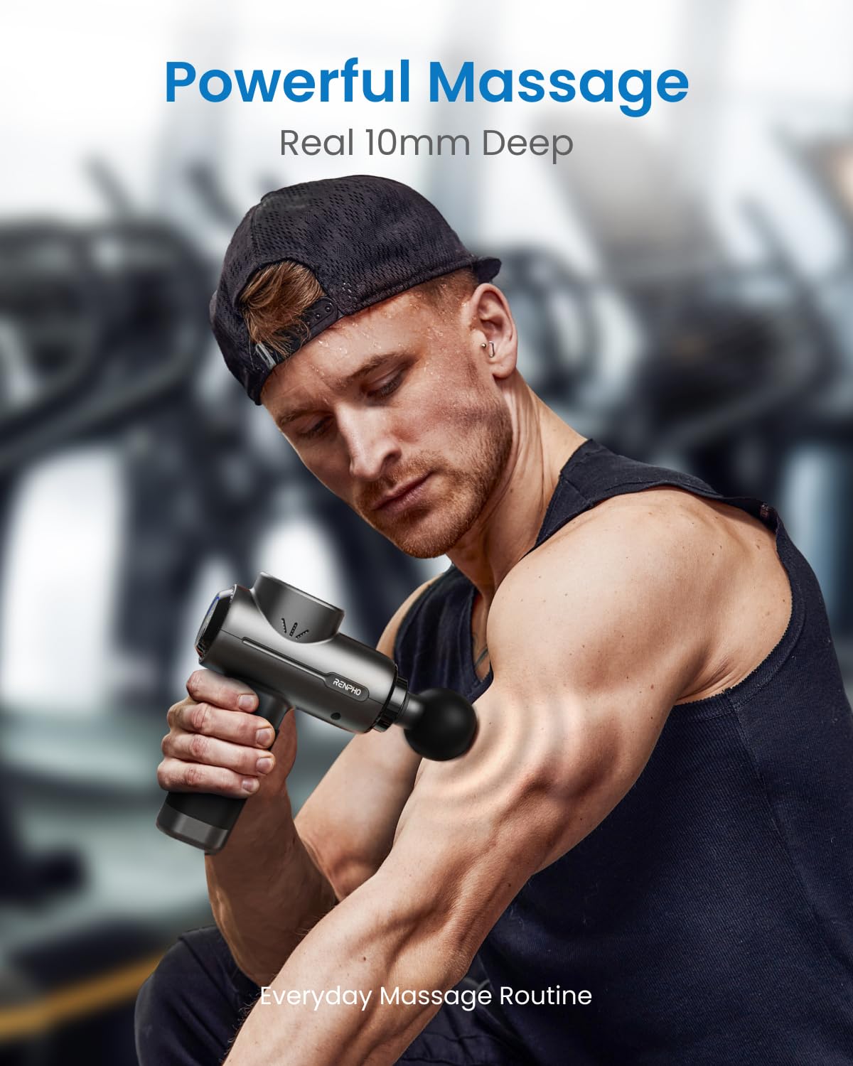 Renpho Deep Tissue Massage Gun - Portable Percussion Muscle Massager for Back, Neck & Shoulder Pain Relief | FSA/HSA Eligible | Perfect for Athletes, Gym Recovery & Home Use | Includes Travel Case - Ideal Mother's Day Gift for Men & Women