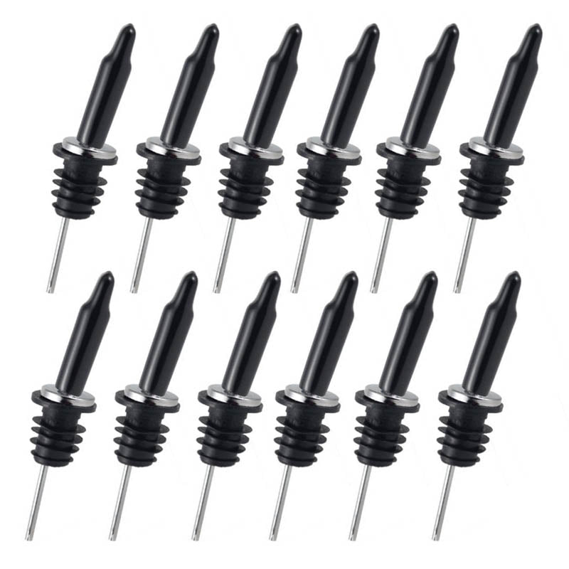 Premium BarConic® 304 Stainless Steel Liquor Pourers with Caps - 12 Pack Set for Bartending, Home Bars & Professional Cocktail Mixing