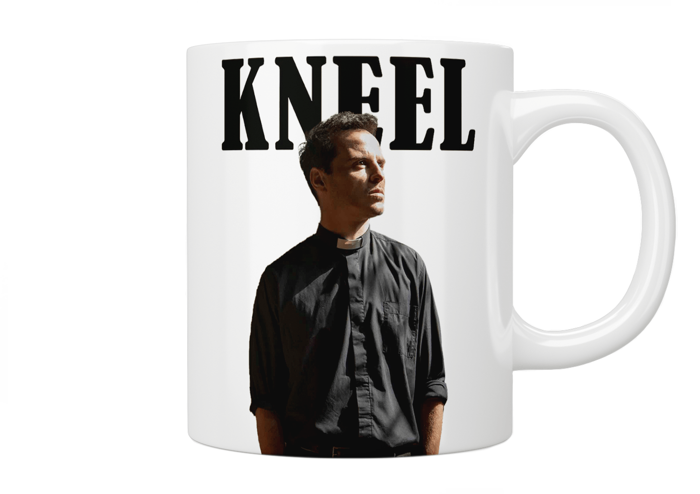 Fleabag: The Priest Kneel Mug - Funny TV Show Inspired Coffee Cup - Perfect Gift for Fans of Fleabag Series - Use at Home, Office or as a Novelty Gift