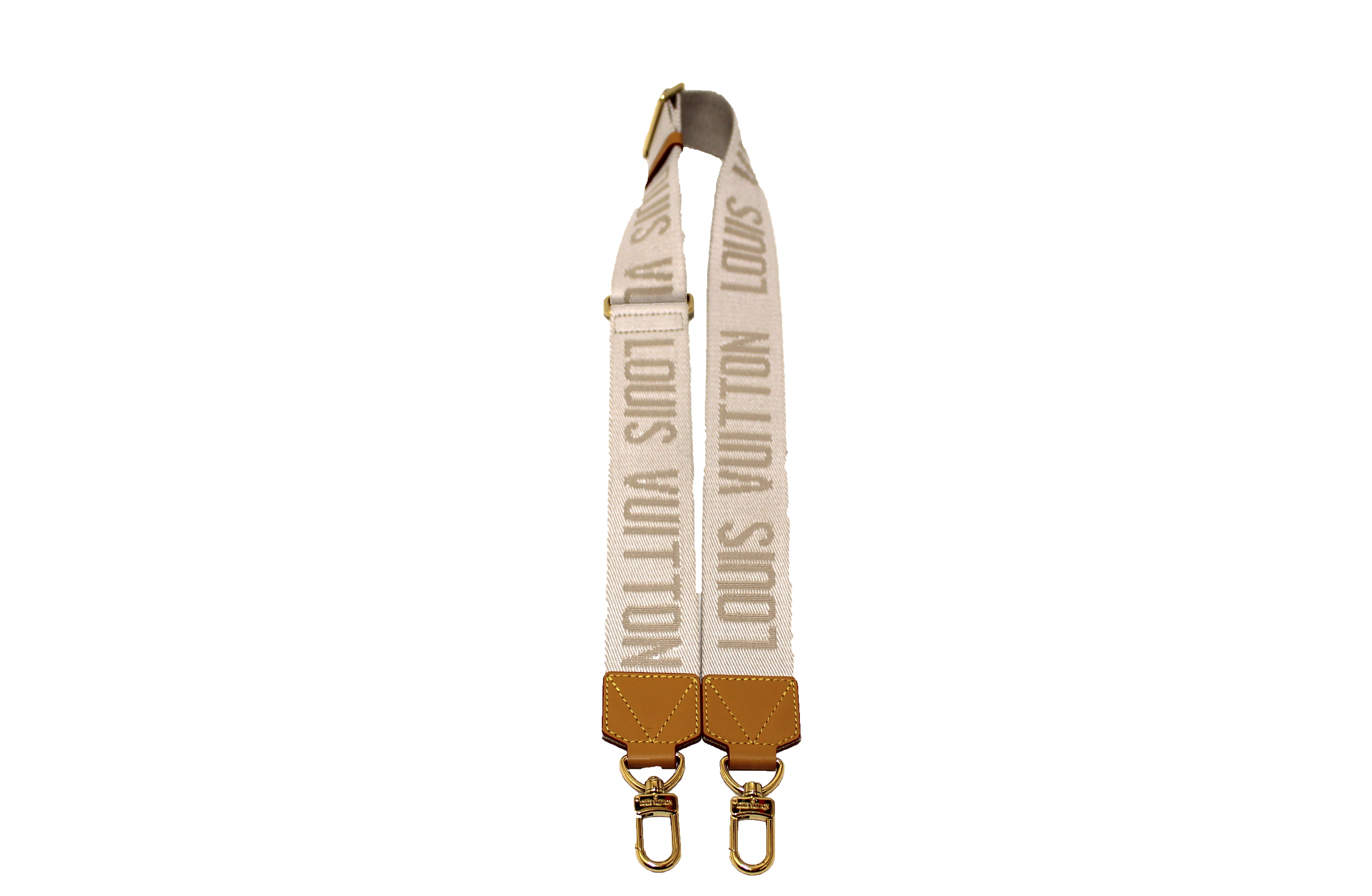 Authentic Louis Vuitton Beige Nylon Adjustable Crossbody Strap - Sporty Luxury Bag Accessory for Travel, Gym & Everyday Use