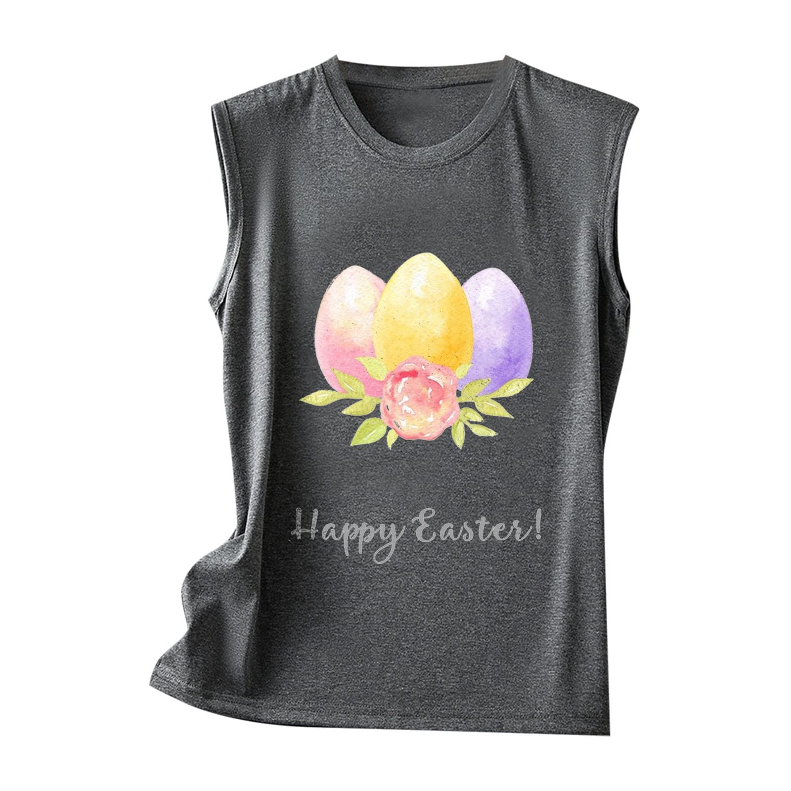 Women's Crop Tank Tops - Fashion O-Neck Sleeveless Easter Print Blouse for Summer | Casual Wear, Beach Outfits, Party Tops & Vacation Essentials