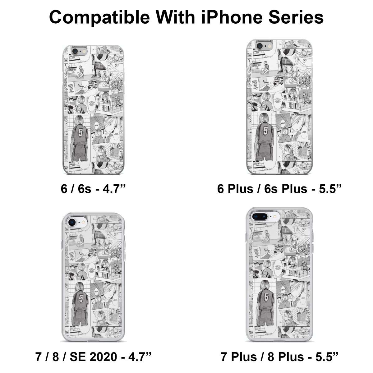 Kenma Kozume Anime Collage Clear Phone Case for iPhone 15 14 13 12 11 X Xs XR 8 7 6 6s Plus Pro Max - Cute Japanese Haikyuu Character Protective Cover - Perfect for School, Work & Anime Fans