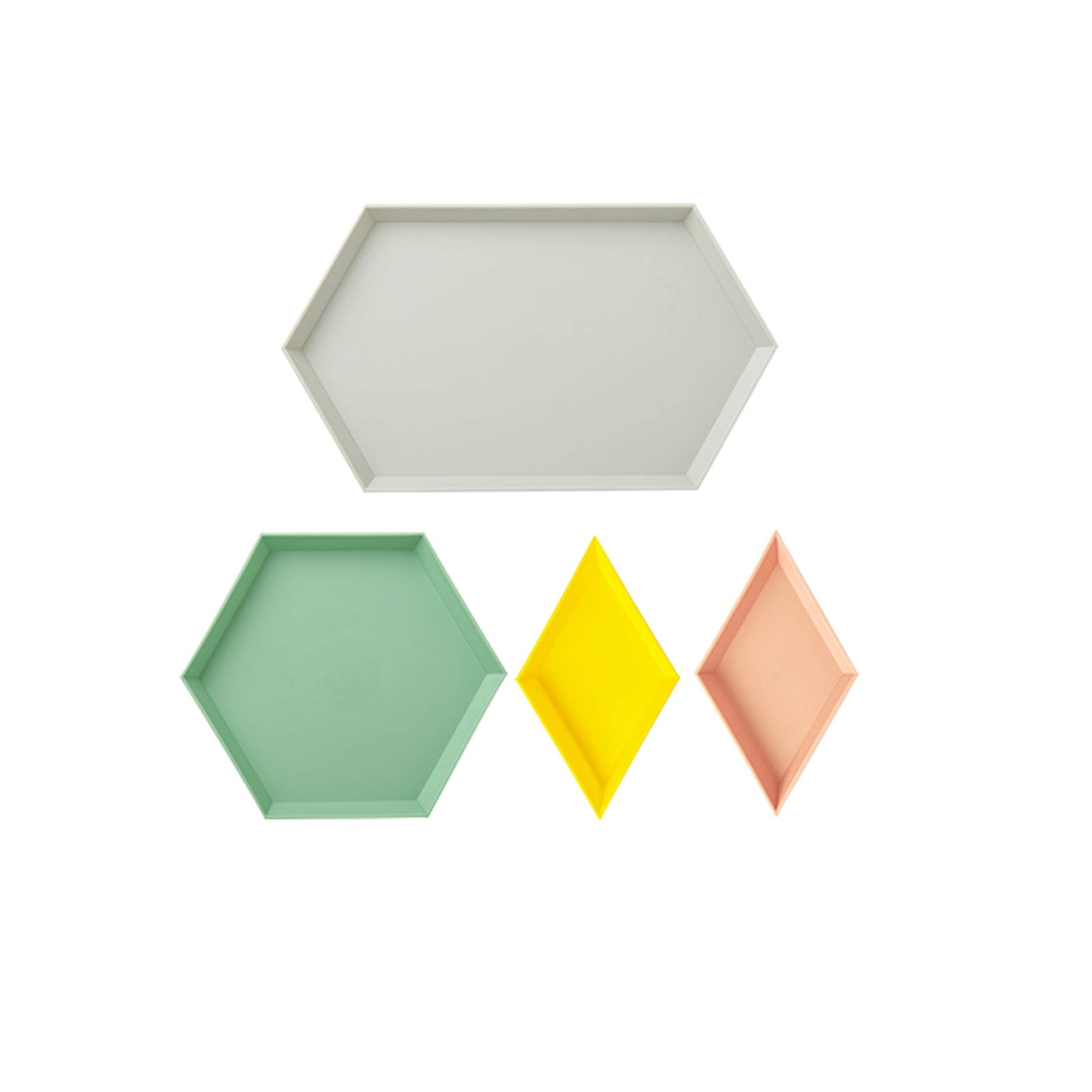 **Stackable Reusable Plastic Serving Trays - 4-Piece Set, Multi-Purpose Rectangular Food Trays for Dining, Entertaining & Home Decor**    *Perfect for parties, picnics, kitchen organization, and stylish home serving.*