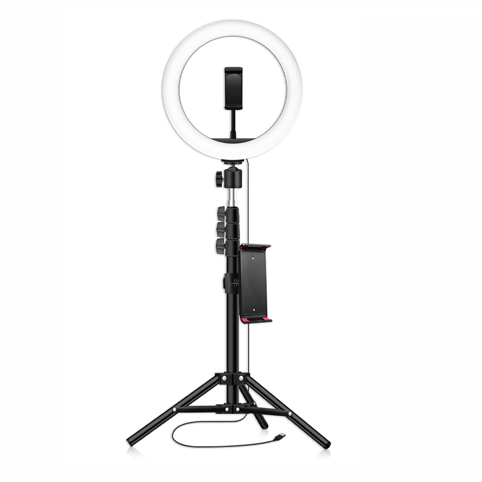 10 Inch Ring Light with Tripod Stand & Phone Holder - USB Powered Selfie Light for Photography, Video Recording, TikTok Live Streaming, Zoom Meetings & Online Conferencing - Perfect for Content Creators, Vloggers & Remote Workers