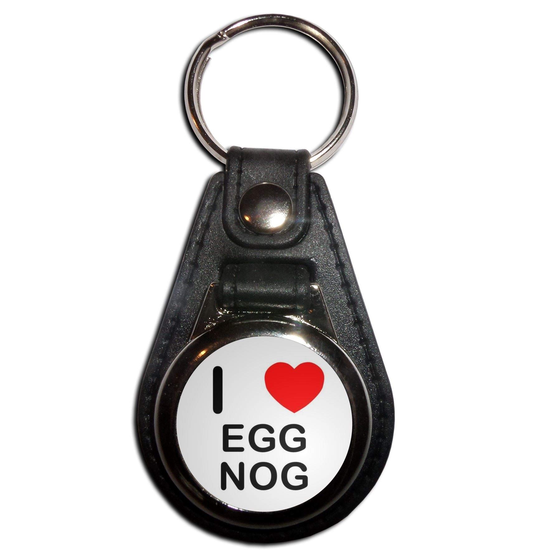 I Love Egg Nog Plastic Medallion Keychain - Holiday Christmas Key Ring Gift for Friends & Family - Perfect for Party Favors, Stocking Stuffers & Winter Celebrations