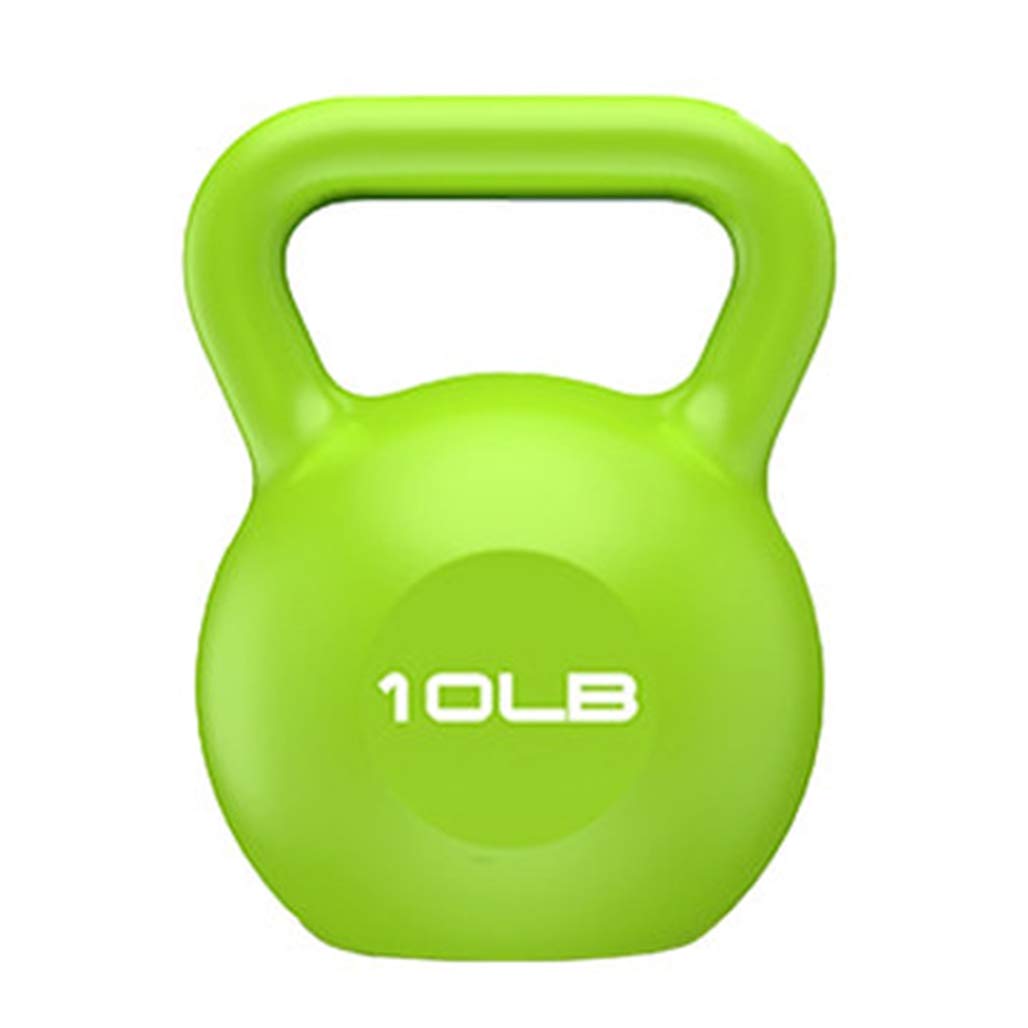 DPPAN 10lb Cast Iron Kettlebell - Wide Flat Base & Comfort Grip for Strength Training, Home Gym, CrossFit, HIIT Workouts - Green Fitness Equipment for Men & Women
