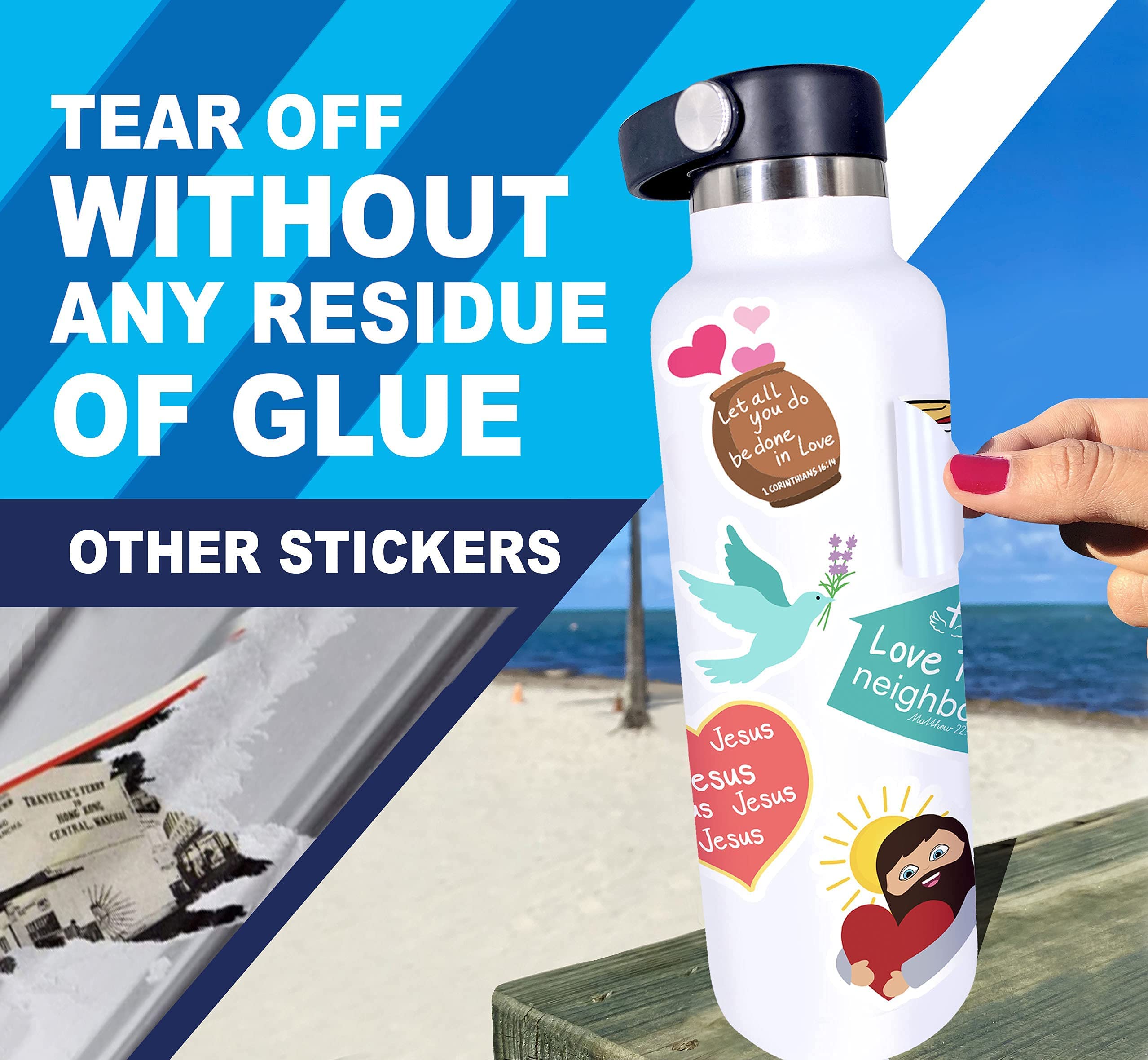 100 Pack Christian Vinyl Stickers - Waterproof, Cute & Aesthetic Bible Stickers for Water Bottles, Laptops, Journals - Perfect for Faith-Based Decor, Bible Study Gifts & Youth Group Activities