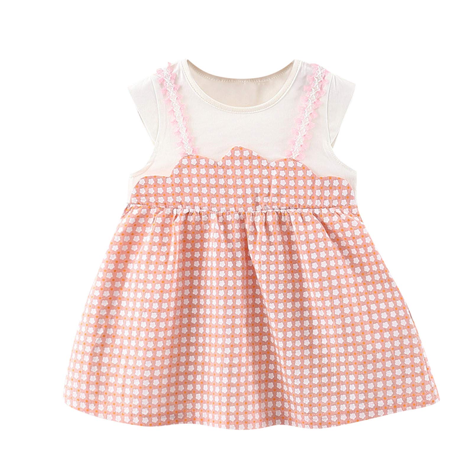 Girls Summer Casual Dress - Toddler Princess Floral Lace Patchwork Baby Dresses for Outdoor Play, Birthday Parties & Photo Shoots